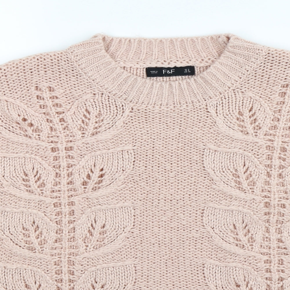 F&F Womens Beige  Knit Pullover Jumper Size 12