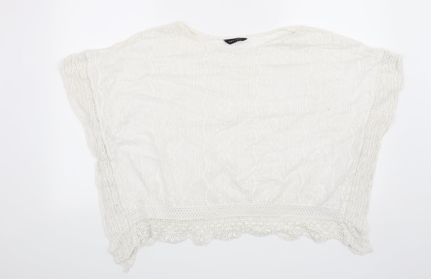New Look Womens White Floral  Basic Blouse Size M