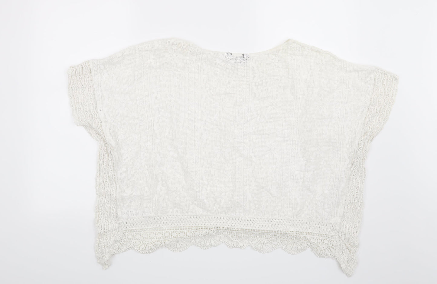 New Look Womens White Floral  Basic Blouse Size M