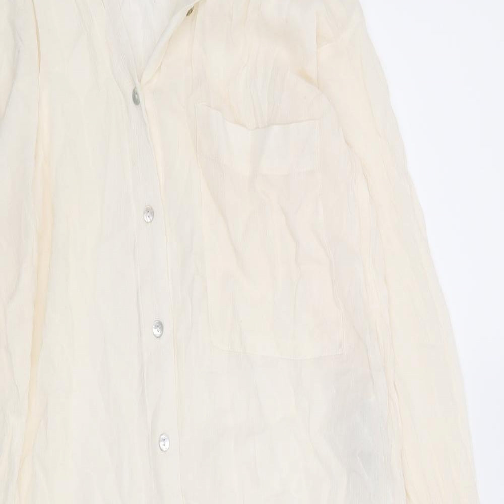 FOREVER 21 Womens Beige   Basic Button-Up Size S
