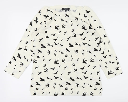 Papaya Womens White Animal Print  Pullover Jumper Size 10