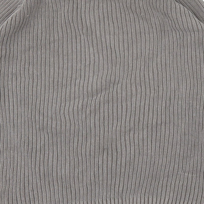 Brand and care label for Debenhams men’s brown jumper, size M
