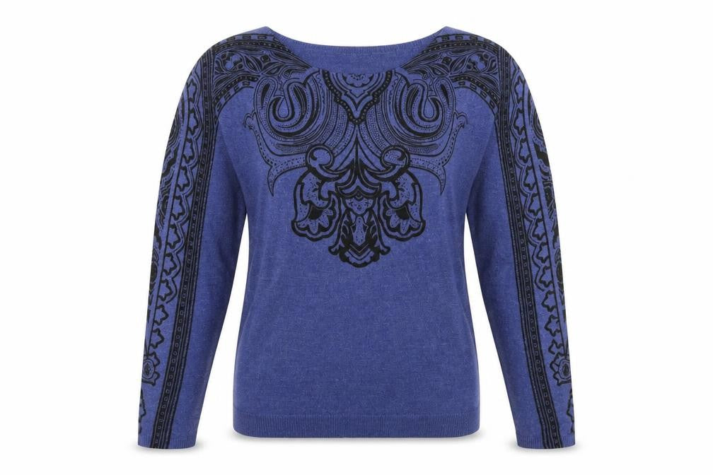 Marks & Spencer Womens Blue Geometric  Pullover Jumper Size 10