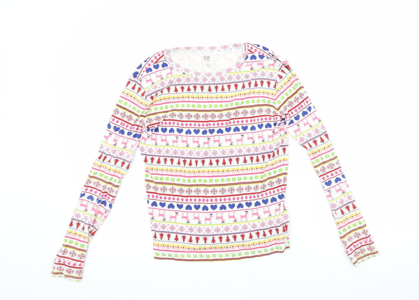 Gap Girls White Geometric  Top Pyjama Top Size 14 Years  - Christmas