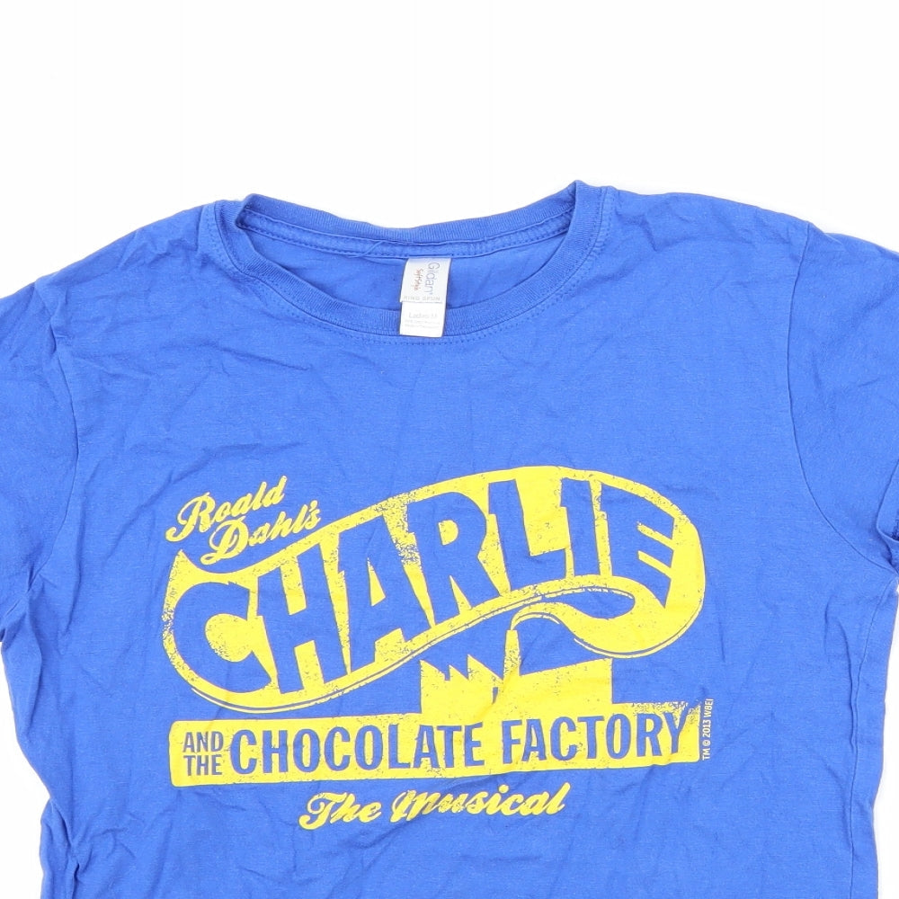 Gildan Womens Blue   Basic T-Shirt Size M  - charlie and the chocolate factory musical