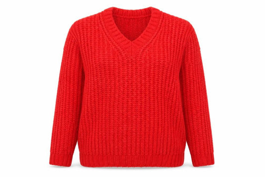 Front view of Mango women’s red jumper, size S