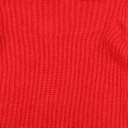 Brand and care label for Mango women’s red jumper, size S