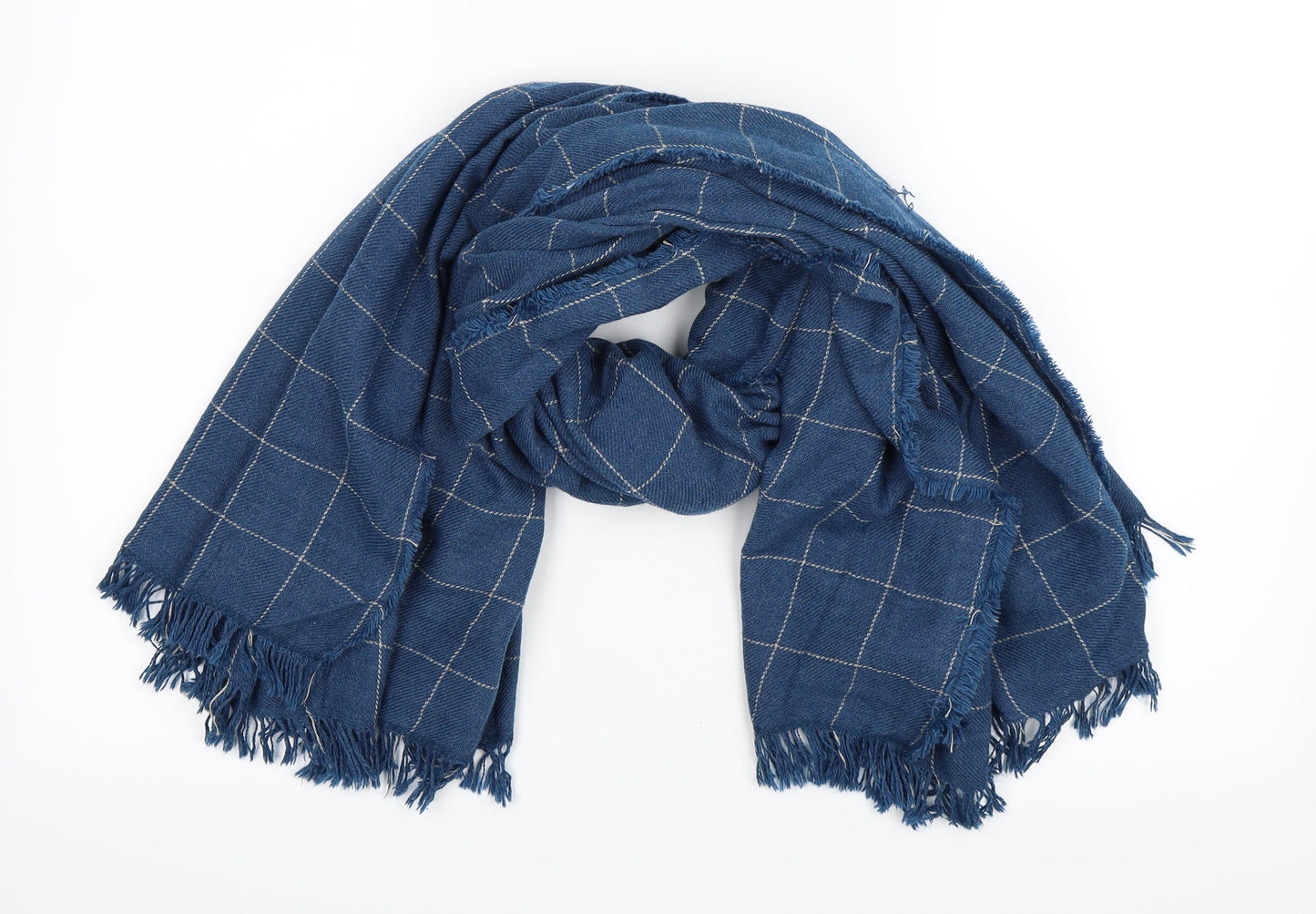 Preworn Womens Blue Check   Scarf