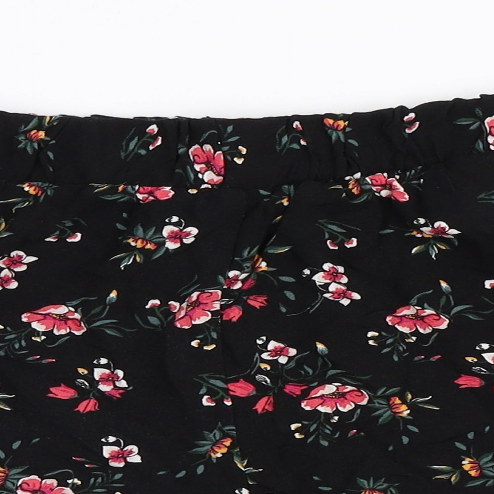 Even & Odd Womens Black Floral  Hot Pants Shorts Size S - Elasticated Waist