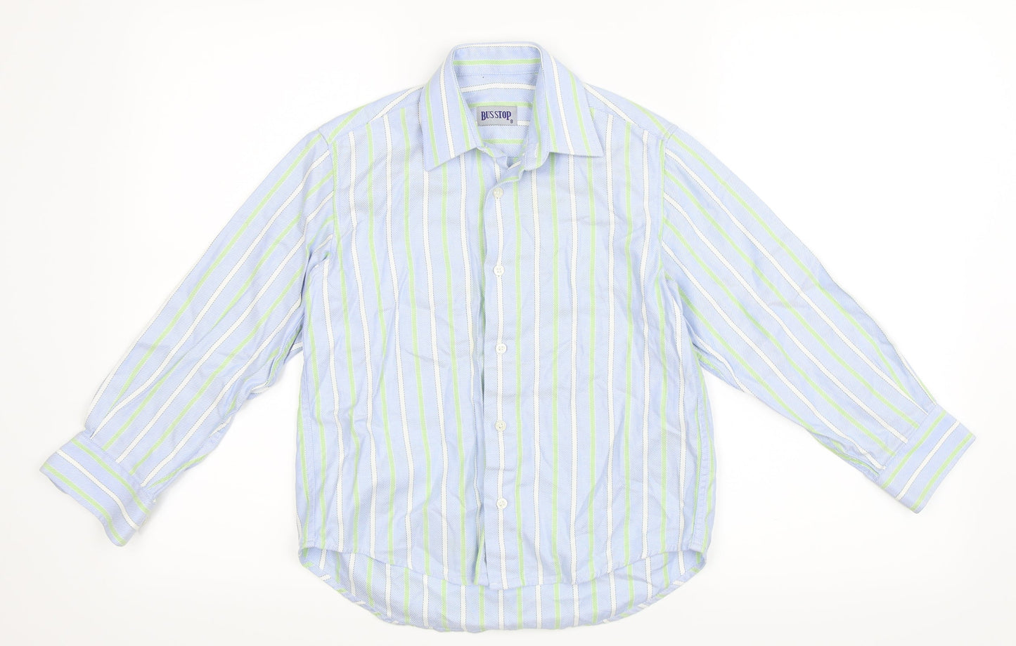 Bus Stop Boys Blue Striped  Basic Button-Up Size 8 Years