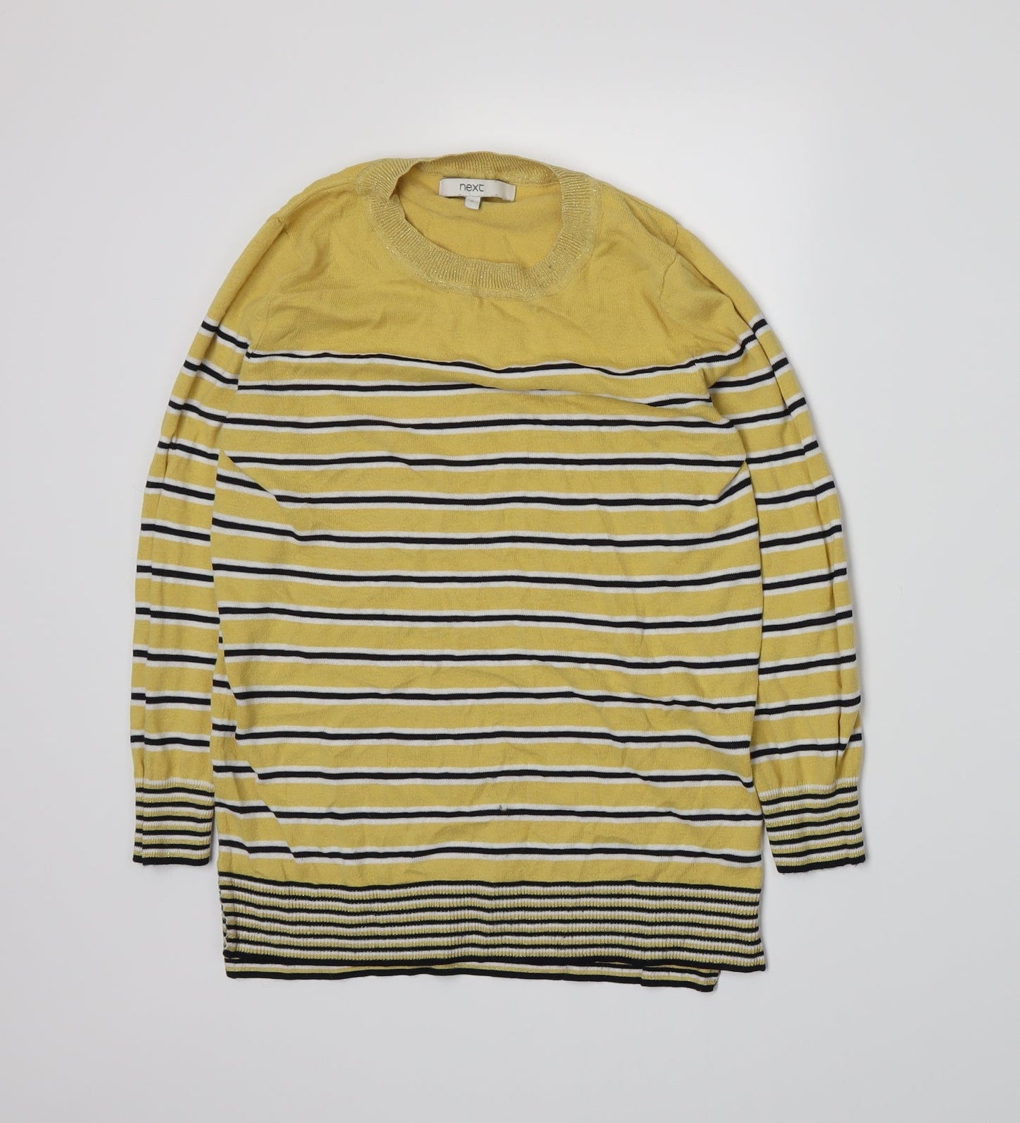 NEXT Womens Yellow Striped Knit Pullover Jumper Size 8