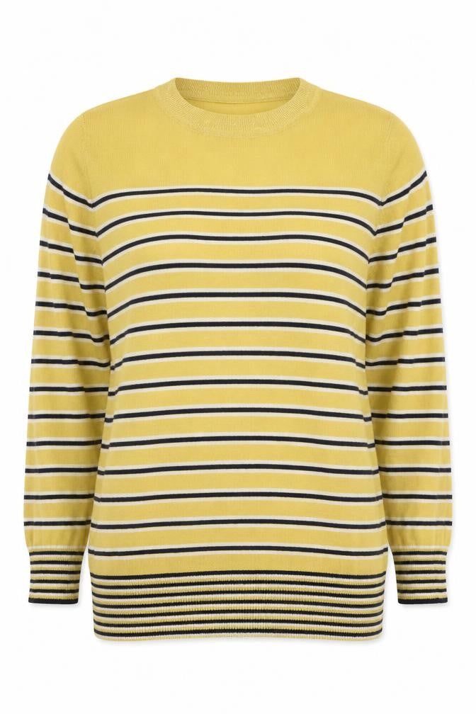 NEXT Womens Yellow Striped Knit Pullover Jumper Size 8
