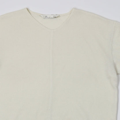Close-up detail of BHS women’s white knit jumper, size UK 10