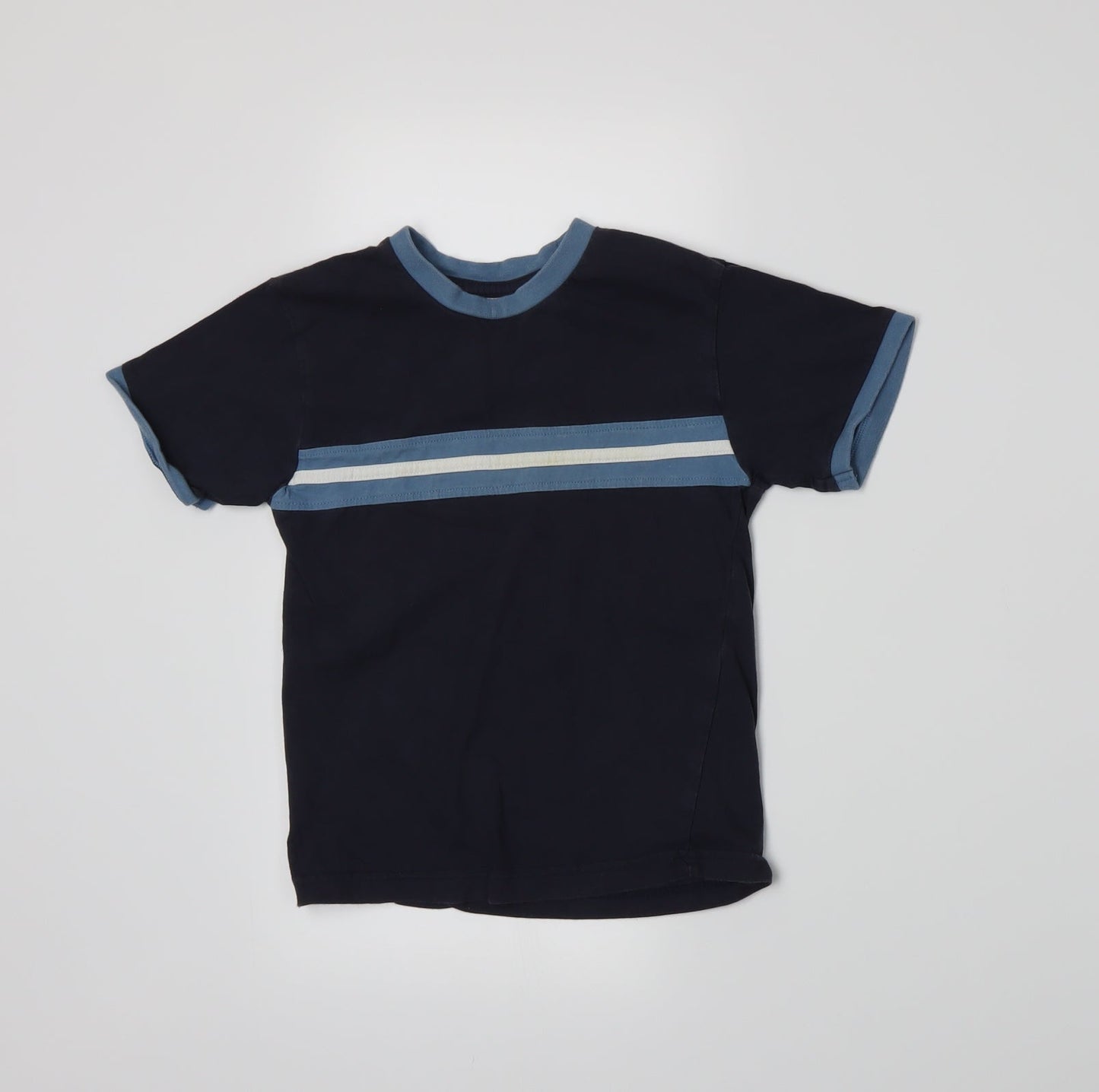 BHS Boys Blue Striped Jersey Basic T-Shirt Size 5 Years