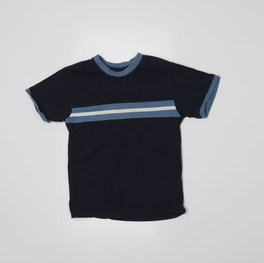 BHS Boys Blue Striped Jersey Basic T-Shirt Size 5 Years