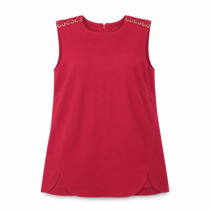 Front view of Warehouse women’s red basic tank, size UK 8, - wine red