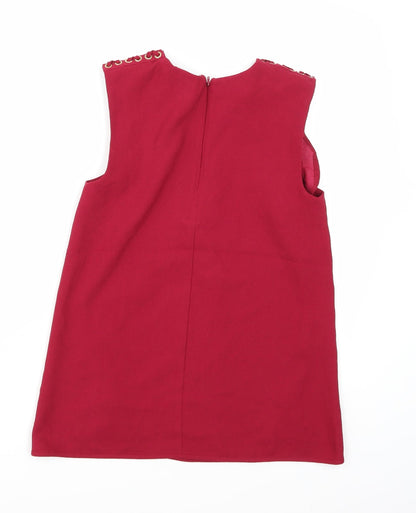 Back view of Warehouse women’s red basic tank, size UK 8, - wine red