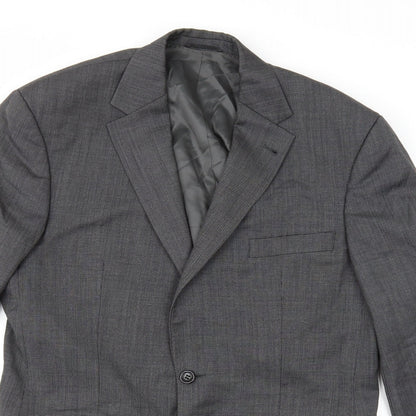Close-up detail of BARUTTI men’s grey rayon jacket suit jacket, size 42