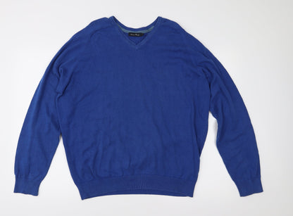 Additional front view of EWM men’s blue knit jumper, size L