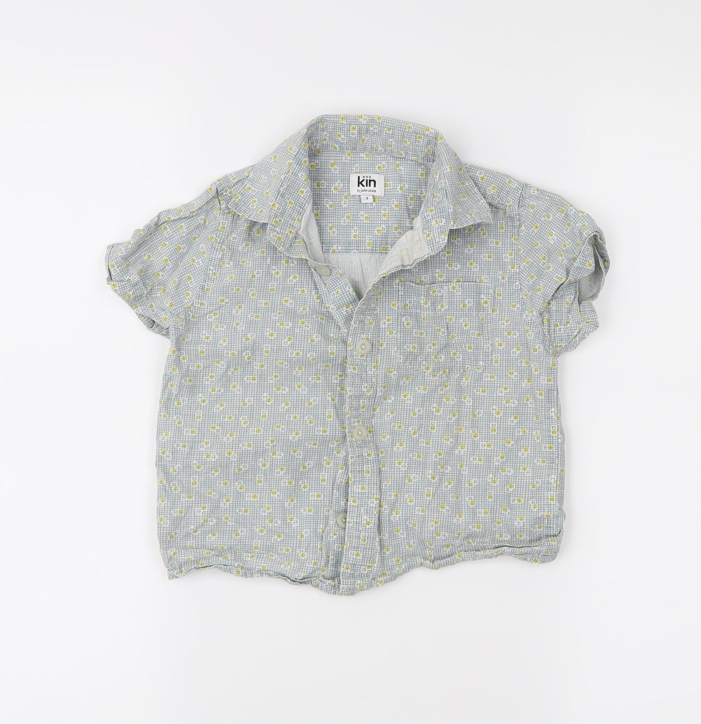John Lewis Boys Grey Check  Basic Button-Up Size 3 Years