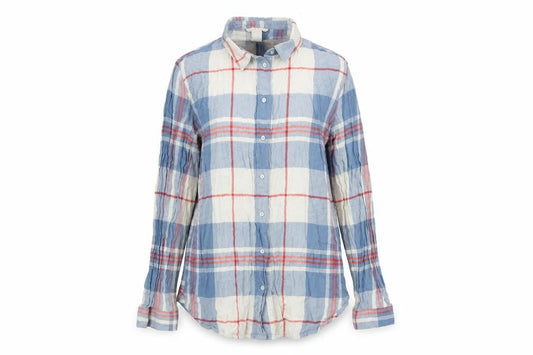 H&M Womens Blue Check  Basic Button-Up Size 8
