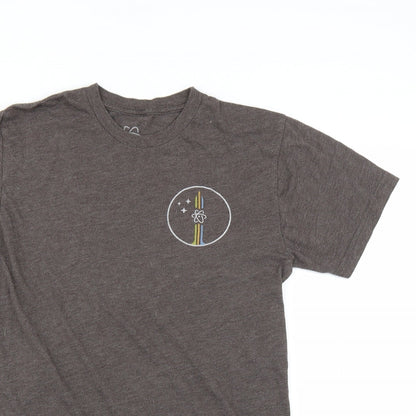 Close-up detail of Preworn women’s brown basic t-shirt, size S