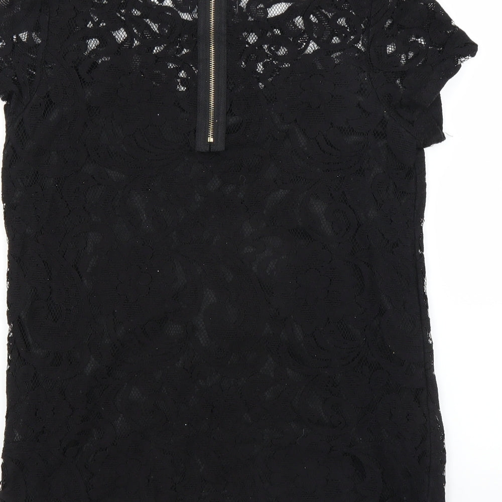 Alice & You Womens Black Floral  Basic Blouse Size 10