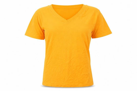 Front view of express tricot women’s orange basic t-shirt, size S