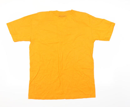 Back view of express tricot women’s orange basic t-shirt, size S