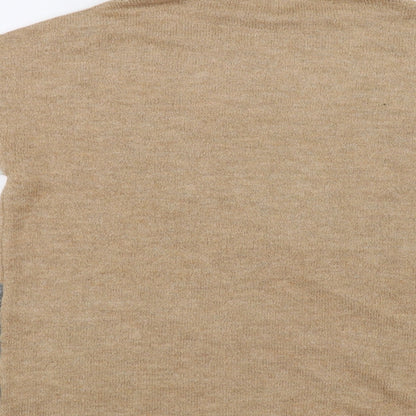 Brand and care label for Peacocks women’s brown jumper, size S