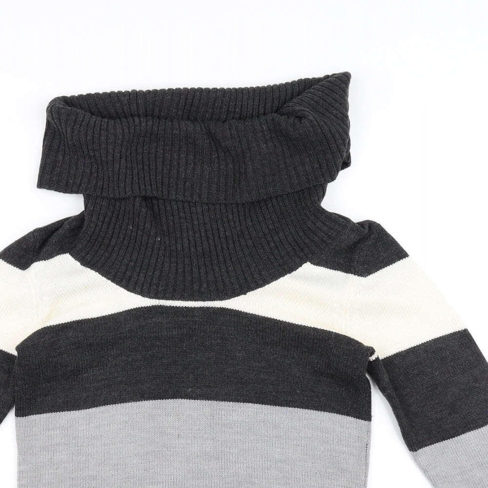 H&M Womens Black Striped  Pullover Jumper Size 6