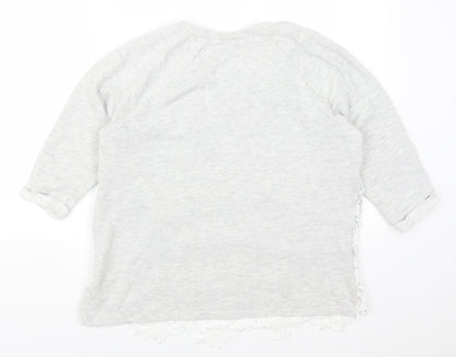 Back view of Dantelle women’s grey floral lace jumper, size M