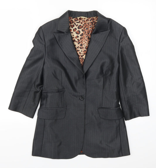 Jaya Womens Grey Striped  Jacket Suit Jacket Size S