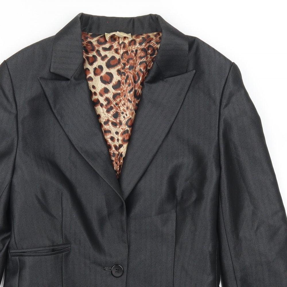 Jaya Womens Grey Striped  Jacket Suit Jacket Size S