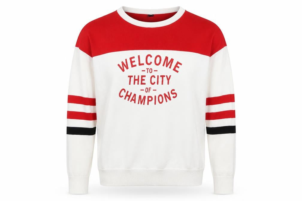 Preworn Mens Red Striped  Pullover Jumper Size M  - Welcome to the City of Champions