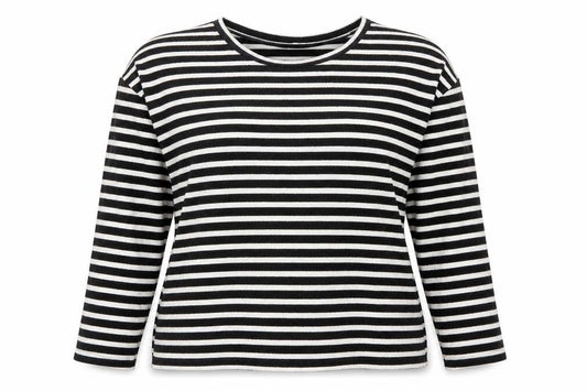 H&M Womens Beige Striped  Pullover Sweatshirt Size L