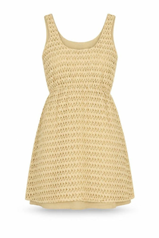 Johann Earl Womens Beige  Crochet Skater Dress  Size M