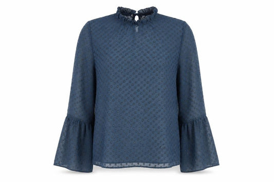 New Look Womens Blue Polka Dot  Basic Blouse Size 10  - Sheer
