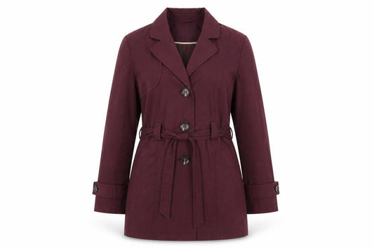 Front view of BHS women’s red overcoat coat, size UK 12