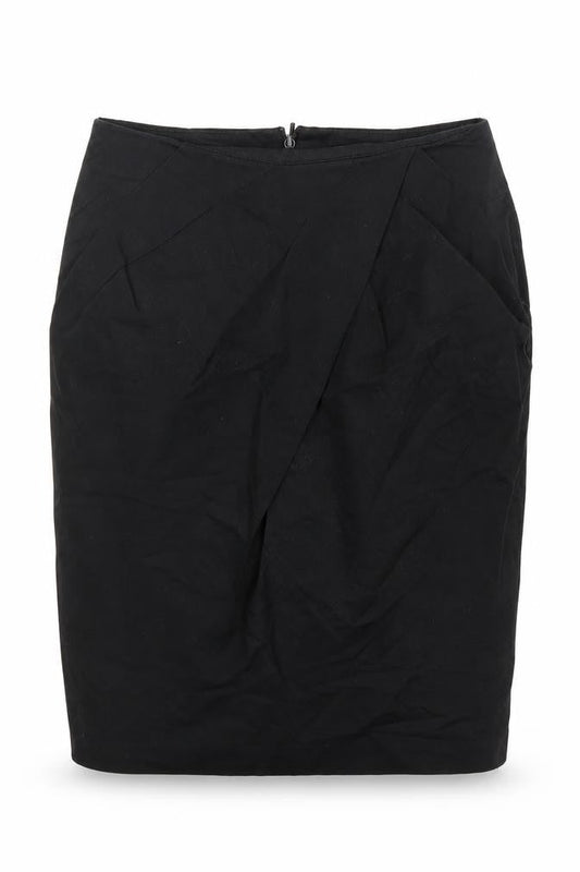 Front view of Oasis women’s black canvas mini skirt, size UK 8