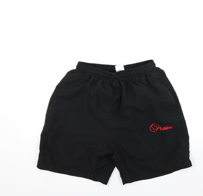 Front view of Aqua men’s black bermuda shorts, size M