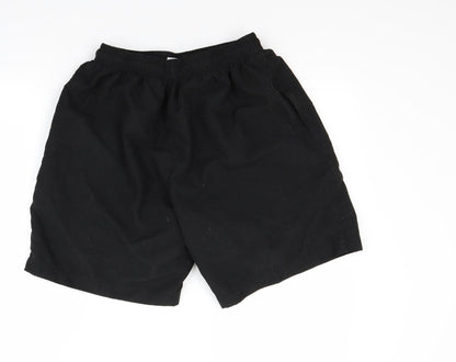 Back view of Aqua men’s black bermuda shorts, size M