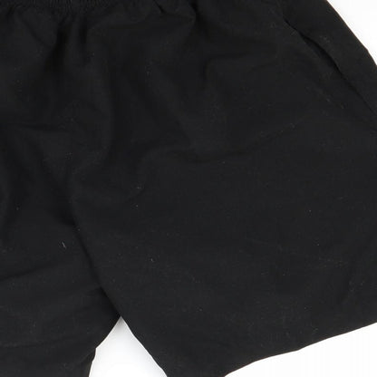 Brand and care label for Aqua men’s black bermuda shorts, size M