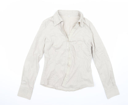 Additional front view of Preworn women’s grey basic button-up, size L
