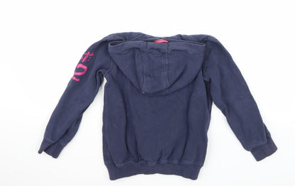 Back view of Next girls’ blue rayon pullover hoodie, size 8, years