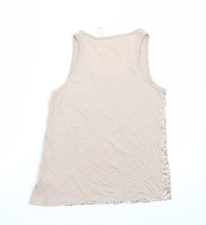 Back view of SOFT GREY women’s pink basic tank, size UK 8