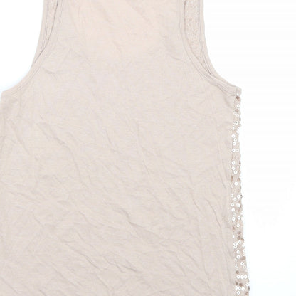 Brand and care label for SOFT GREY women’s pink basic tank, size UK 8
