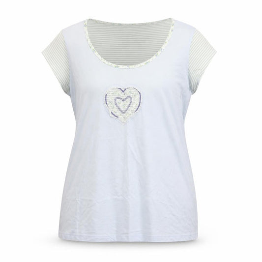 Front view of Pure cotton women’s blue basic t-shirt, size XL