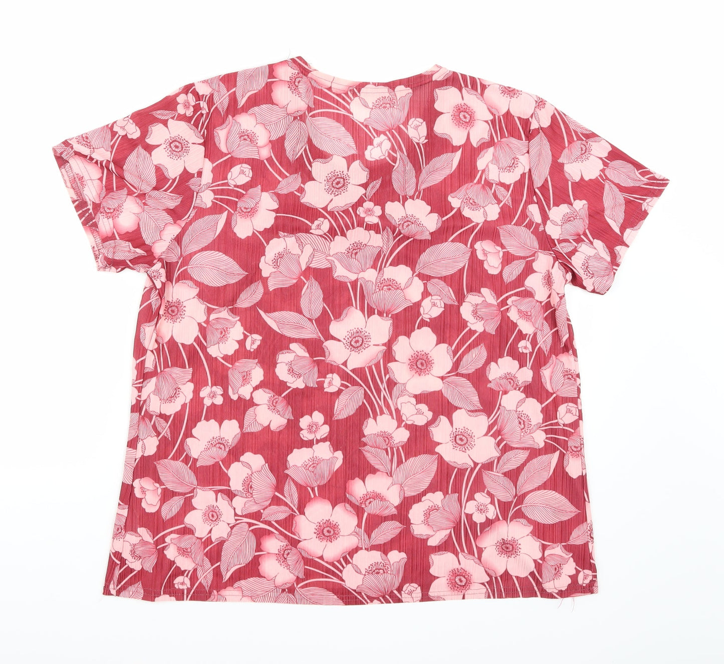 Fang hua Womens Pink Floral  Basic Blouse Size XL
