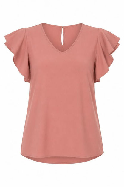 Front view of Preview women’s brown chiffon basic blouse, size UK 8